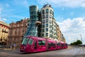 Dancing House and tram Royalty Free Stock Photo