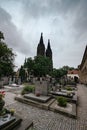 PRAGUE, CZECH REPUBLIC - 11 AUGUST 2019: Church of St. Peter and Paul at Vysehrad castle, Prague, Czech Republic Royalty Free Stock Photo