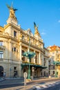PRAGUE, CZECH REPUBLIC - AUGUST 17, 2018: Historical building of Vinohrady Theatre in Prague, Czech Republic