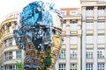 PRAGUE, CZECH REPUBLIC - AUGUST 17, 2018: Statue of Franz Kafka. Glossy metal mechanical sculpture of famous Czech Royalty Free Stock Photo