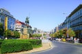 Wenceslas Square public center in European city of Prague. Royalty Free Stock Photo