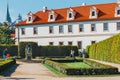 Unidentified people visit Wallenstein Palace currently the home of the Czech Senate in P