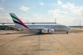 PRAGUE, CZECH REPUBLIC - 19.06.2019: Boeing 777-300 A6-EBM of Emirates airlines lining up runway at Ruzyne or Vaclav Royalty Free Stock Photo