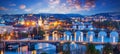 Prague, Czech Republic bridges panorama with Charles Bridge Royalty Free Stock Photo