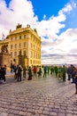 PRAGUE, CZECH REPUBLIC - 1.12.2018: Prague castle square near the castle entrance. Hradcany in czech speak. Residence of Czech