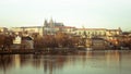 Prague, Czech Republic, The Castle and St. Vitus Cathedral, Panorama of old town, autumn view Royalty Free Stock Photo