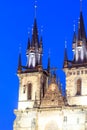 Prague, Czech Republic. Charles Bridge and Hradcany with St. Vitus Cathedral and St. George church evening dusk, Bohemia