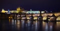 Prague, Czech Republic. Charles Bridge. Panoramic view at Prague Castle Royalty Free Stock Photo