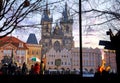 Prague Czech Republic Church Lady Before tyn Old Town Square Royalty Free Stock Photo