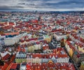 Prague, Czech Republic - The city of red rooftops. Aerial panoramic view of the Old Town of Prague at Christmas time Royalty Free Stock Photo