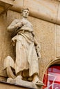 Prague, Czech Republic. 10.05.2019: Close-up view of the facade with windows of old historical buildings in Prague. Photo of