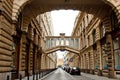 Prague, Czech Republic. 10.05.2019: Close-up view of the facade with windows of old historical buildings in Prague. Photo of