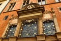 Prague, Czech Republic. 10.05.2019: Close-up view of the facade with windows of old historical buildings in Prague. Retro, old- Royalty Free Stock Photo