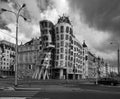 Prague. Czech Republic. Dancing House. Black and white.