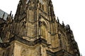 Prague, Czech Republic: Exterior details of St. Vitus Cathedral, a gothic religious building with towers, spires and mosaics