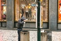 Prague, Czech Republic - December 24, 2016 - The homeless, the hungry, the poor man have trash in the city centre. Dirty Royalty Free Stock Photo