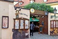 Prague, Czech Republic 2 December, 2016: The main entrance to Svejk beer. Prague