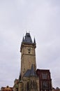 Prague, Czech Republic: the Old Town Hall Tower above the Astronomical Clock Royalty Free Stock Photo