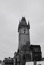 Prague, Czech Republic: the Old Town Hall Tower above the Astronomical Clock Royalty Free Stock Photo