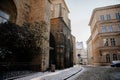 Prague, Czech Republic, 15 December 2022: Romanesque and Gothic Church of Our Lady under the chain, Lesser Town with Mala Strana