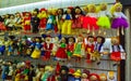 Prague, Czech Republic - December 31, 2017: Traditional puppets made of wood. Shop in Prague