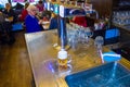 Prague, Czech Republic - December 31, 2017: A variety of beer taps in a pub in Prague