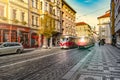 tram on Prague Street cobblestone