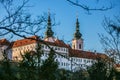 View of Strahov monastery with Romanesque basilica Royalty Free Stock Photo