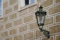 PRAGUE, CZECH REPUBLIC/EUROPE - SEPTEMBER 24 : Old fashioned street lamp on a building in Prague on September 24, 2014 Royalty Free Stock Photo