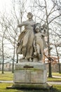 Prague, Czech republic - February 24, 2021. Historic statues of legends in Vysehrad park - Lumir a Pisen