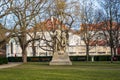 Prague, Czech republic - February 24, 2021. Historic statues of legends in Vysehrad park - Slavoj a Zaboj