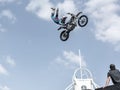 Prague, Czech republic - 16/5/2019 FMX Supermann seat grab Royalty Free Stock Photo