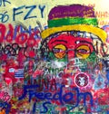 PRAGUE, CZECH REPUBLIC - Graffiti at famous John Lennon Wall in Grand Priory Square