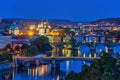 Prague Czech Republic, night city skyline at Charles Bridge and Vltava River, Czechia Royalty Free Stock Photo