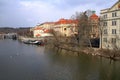 Prague, Czech Republic - 04.01.2013. Houses on the right bank of the Vltava River