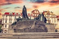 Prague, Czech Republic. Jan Hus Memorial on old town Royalty Free Stock Photo