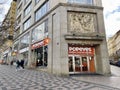 Prague, Czech Republic - January 9, 2024: The first Popeyes fast food branch opened on Wenceslas Square at the corner of