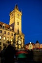 PRAGUE, CZECH REPUBLIC - 01 January 2015: The Old Town Square at winter night near astronomical clock Royalty Free Stock Photo