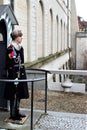 Prague, Czech Republic, January 2015. A soldier of the Czech Guard at the post of the royal palace.