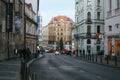 Prague, Czech Republic - January 03 2014: The view on the street of amazing town Prague, Czech Republic