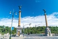 Entrance columns to Svatopluk Cech Bridge or Cech Bridge.