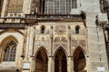 Prague, Czech Republic - July 2022. Facade of entrance St. Vitus cathedral. Architecture in gothic style, details of Royalty Free Stock Photo