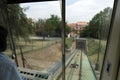 PRAGUE, CZECH REPUBLIC - JULY 15 2019 - Funicular Cable Railway of Town is full of tourist in summer time