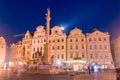 The reerected Marian column on Old Town Square at night