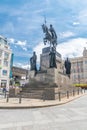 Saint Wenceslas Svaty Vaclav statue on Wenceslas Square Vaclavske Namesti Royalty Free Stock Photo