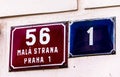 Street sign, Prague, Mala Strana Royalty Free Stock Photo