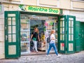 Absinthe liqueur shop in the center of Prague Royalty Free Stock Photo