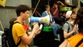 PRAGUE, CZECH REPUBLIC, JUNE 28, 2021: Activists activism demonstration Extinction Rebellion protest blocking block Royalty Free Stock Photo