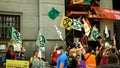 PRAGUE, CZECH REPUBLIC, JUNE 28, 2021: Activists activism demonstration Extinction Rebellion protest blocking block Royalty Free Stock Photo