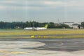 PRAGUE, CZECH REPUBLIC - JUNE 16, 2017: Boeing of Air Baltic airlines landing at Vaclav Havel Prague International